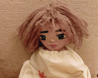 Face with clay,Handmade doll,Stocking stuffer for grandma, Fabric dolls, Anniversary gift for parents 40th, Painted doll,Art doll «Savannah»