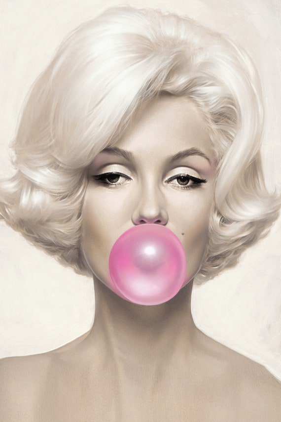 Monroe kauwgom Poster Kies uw maat inkt schilderij | Etsy