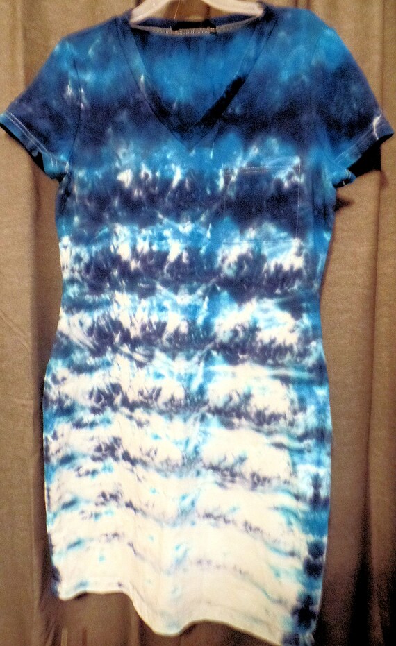 blue tie dye t shirt dress Dressed Like A Daydream Tie Dye Dress In Blue main image 0
