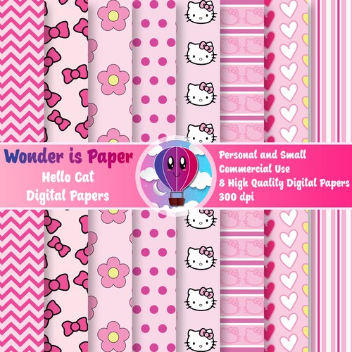 hello cat digital papers high quality designs 8 patterns etsy israel
