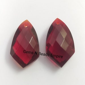 Front drilled 5 pairs 18x10mm garnet quartz Fancy shape, Briolettes faceted polished,Handmade Gemstones, For jewellery making,