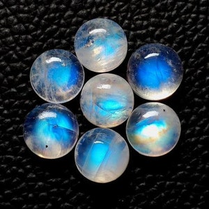 1 Matched Pair, Natural Rainbow moonstone,Round Shape, 4X4 mm to 20X20 mm,High Polished,Natural Gemstone, Handmade, Superb Item Flat bottom