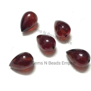 Half bottom drilled 2 Pcs Garnet quartz drop shape,Briolettes smooth polished,Handmade Gemstones, For jewellery making, wire wrapping