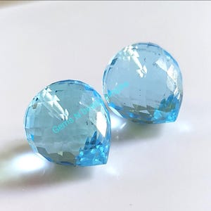 1 pair Sky Blue topaz quartz Onion shape,Briolettes faceted polished,Handmade free drilling available