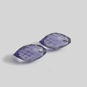 Half top drilled A pair of Iolite Quartz Briolette  Faceted Rice drop shape, High Polished,Handmade,Superb Item