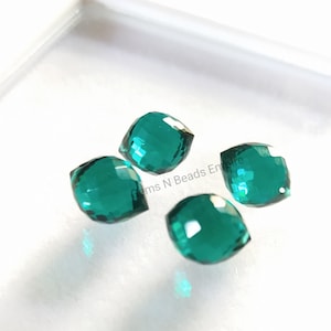 2 Pcs 12x10mm Teal green quartz Onion drop, side to side drilled Briolettes faceted polished,Handmade, For jewellery making, wire wrapping