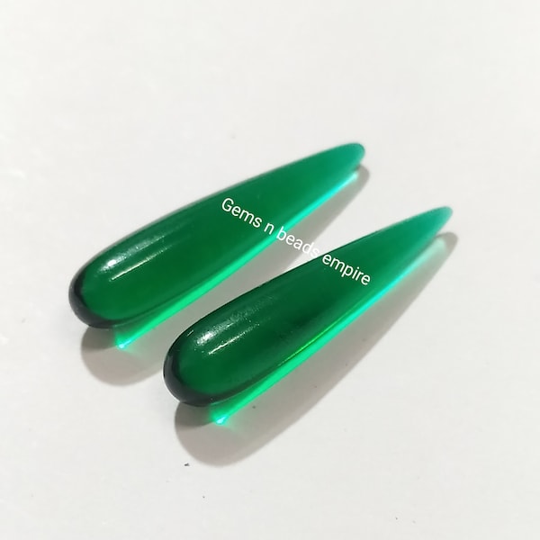 30X6 mm 1 pair of Emerald Quartz Briolette smooth teardrop shape,  High Polished,Handmade,Superb Item
