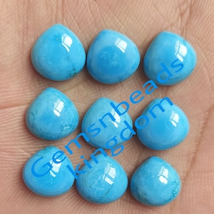 10 szt. 12 x 12 mm do 6 x 6 mm Kształt serca, turkusowy kalibrowany kaboszon, polerowany, ręcznie robione kamienie szlachetne, do wyrobu biżuterii, owijania drutem