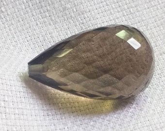 ハーフトップドリル 1個 天然スモーキークォーツ ブリオレットカット フェセテッド ティアドロップ型 26 x 16 mm 高光沢 ハンドメイド 素晴らしいアイテム