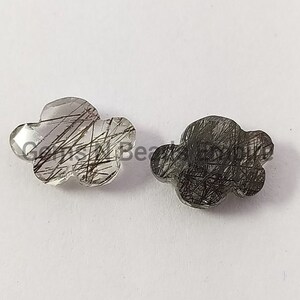 Pierre naturelle noire rutile en forme de nuage, nuages briolettes à facettes 14 x 10 mm pour la fabrication de bijoux, pendentif, boucles d'oreilles