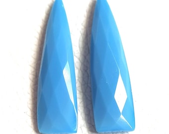 2 pcs 40X10 mm  Side Drilled Hole Fancy shape, Turquoise Briolettes, Faceted,polished,Handmade Gemstones,For jewellery making,wire wrapping