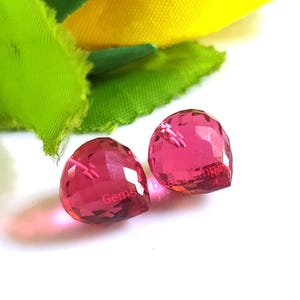 1 pair pink quartz Onion shape, bottom half drilled Briolettes faceted polished,Handmade Gemstones, For jewellery making,wire wrapping