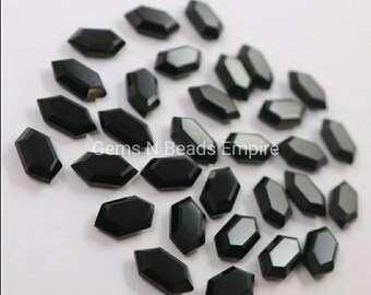 11X6mm 10 Pcs. Natural Black onyx Hexagon shape, Both side Faceted,flat bottom polished, Handmade Gemstones,For jewellery making,