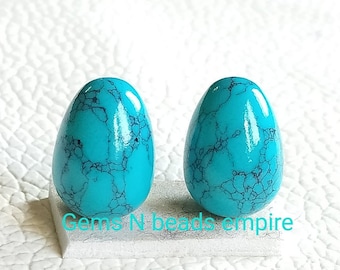 Approx 14X10 mm 1 pair of  Turquoise Briolette smooth drop shape,  High Polished,Handmade,Superb Item