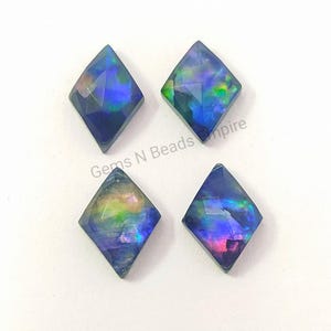 10 pieces lot ammolite gemstone,15X10mm ammolite Doublet Rose cut flat back ammolite jewelry, ammolite hydro, gemstone kite shape,