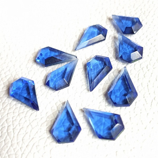 13x8mm Blue Sapphire quartz kite shape,Both side flat bottom faceted polished,Handmade Gemstones, For jewellery making, wire wrapping