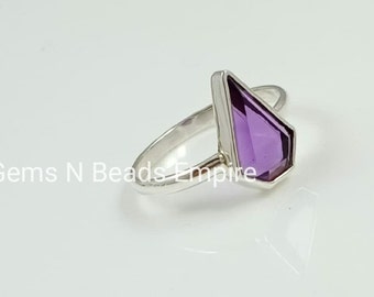 Silver rings Amethyst Quartz 13X8 mm kite Shaped Ring 92.5 Sterling Silver Hand Made Jewelry Gift For Her Jewelry Making Gems