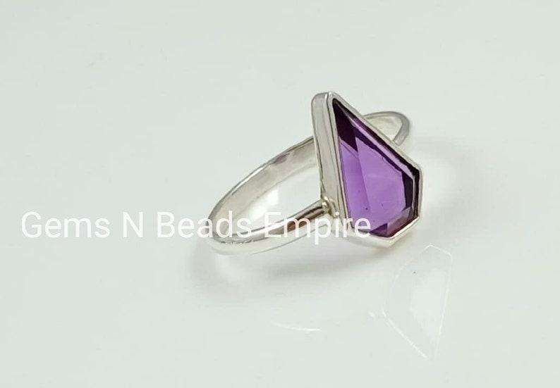Silver rings Amethyst Quartz 13X8 mm kite Shaped Ring 92.5 Sterling Silver Hand Made Jewelry Gift For Her Jewelry Making Gems