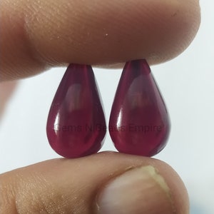 Half top drilled 2 Pcs Garnet quartz drop shape,Briolettes smooth polished,Handmade Gemstones, For jewellery making, wire wrapping