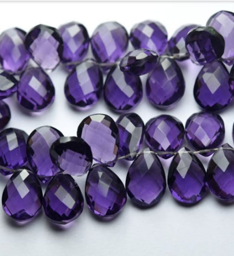 10 Pcs Amethyst Quartz,14x10 mm Pear shape Side drilled Faceted,Briolette polished,Handmade Gemstones wire wrapping For jewellery making
