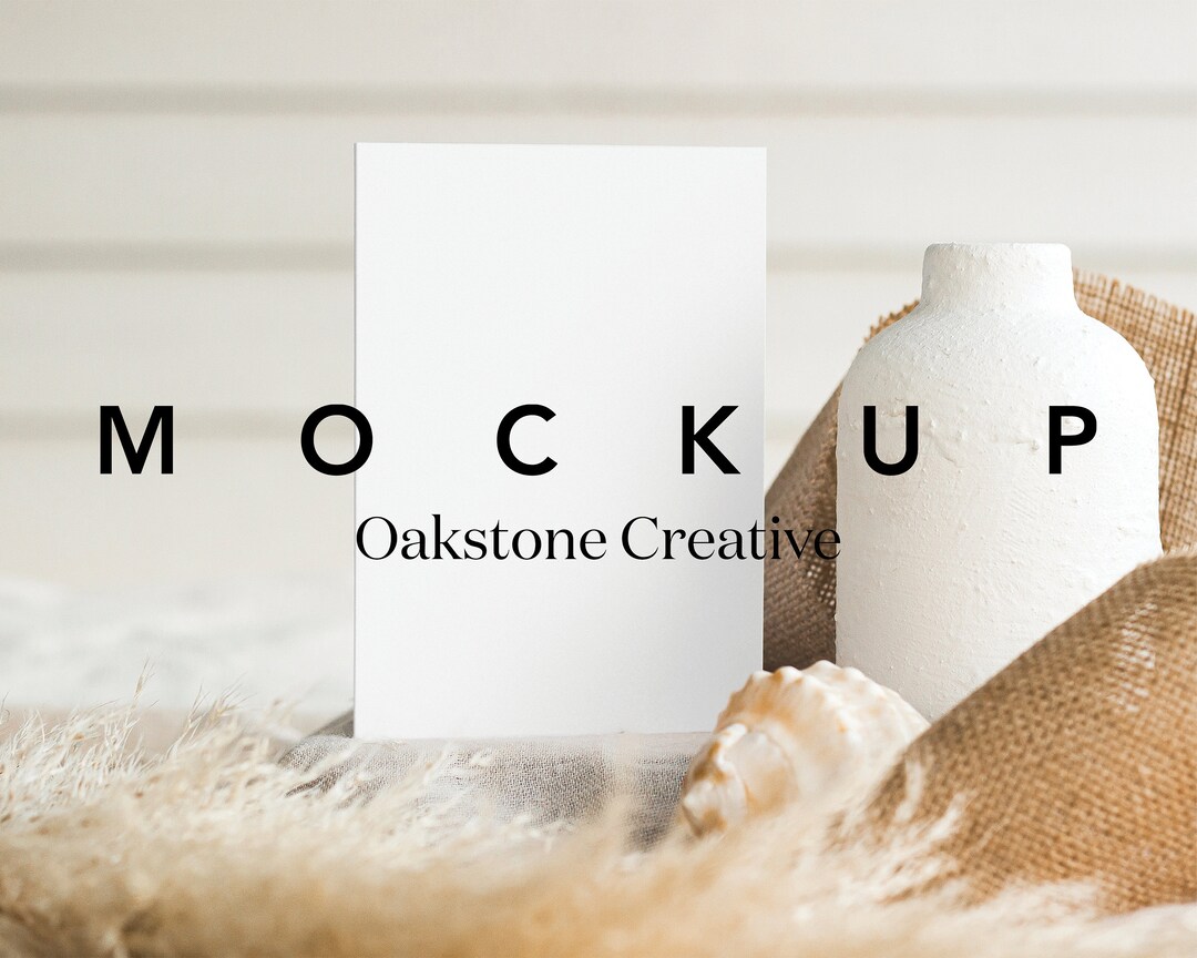 Neutral Coastal Card Mockup, Boho Stationery Template (PSD) - Etsy