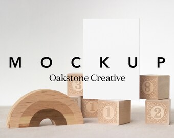 5x7 Card Mockup • Wooden Nursery Theme (PSD)