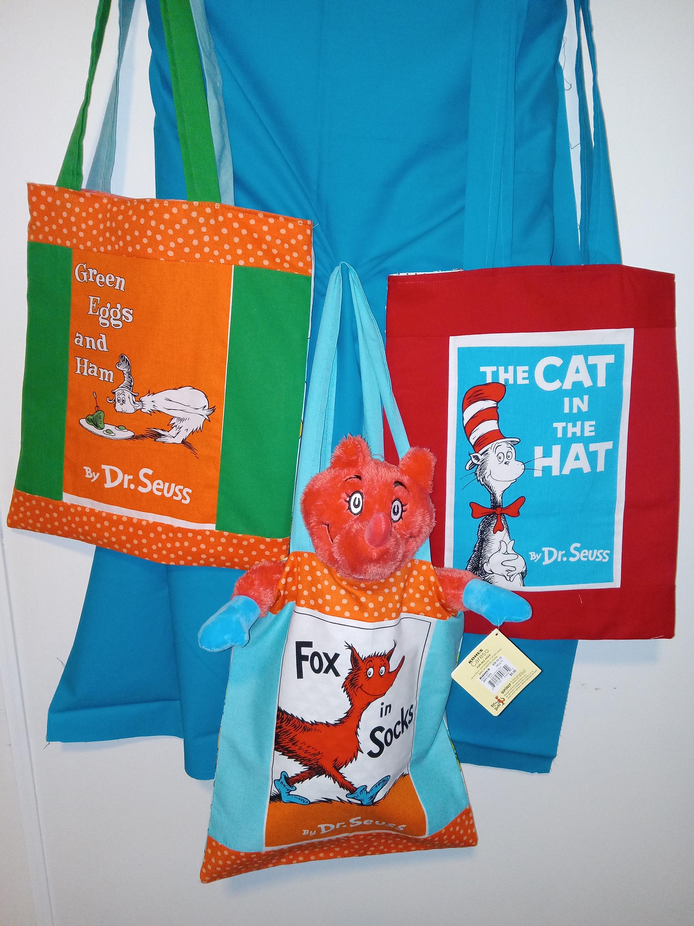 Cat in the Hat Fox Socks Green Eggs and Ham Tote Bags
