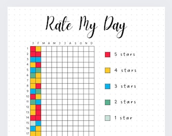 Rate My Day Bullet Journal Printable Tracker | Year In Pixels