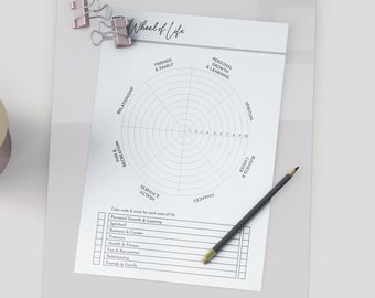 Printable Life Balance Wheel, Wheel of Life, Life Circle, A4 & A5