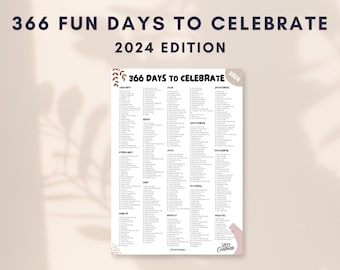 Printable National Days Calendar | Social Media Holidays Calendar 2024 | National Holidays Calendar | Social Media Content Ideas