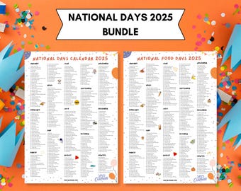 National Days Calendar Printable | 2024 - 2025 National Holidays Calendar | National Food Days | Fun Holidays | National Days Bundle
