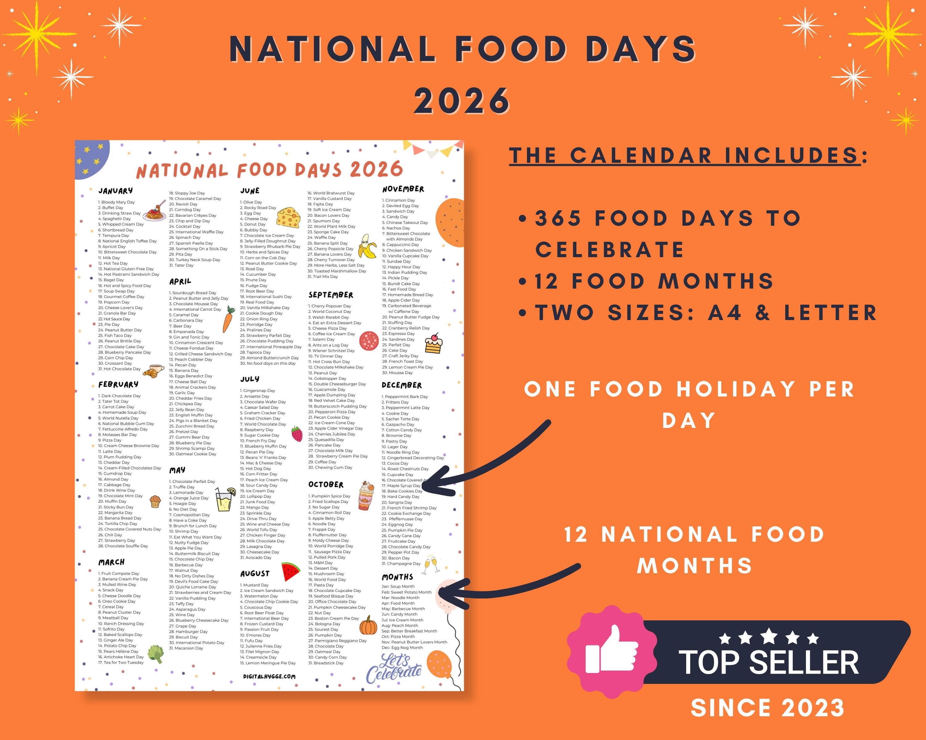 National Days + National Food Holidays 2026 | Printable Bundle - Etsy