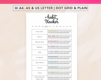 Afdrukbare gewoontetracker: Dot Grid Journal, A4/A5/Letter (digitale download)