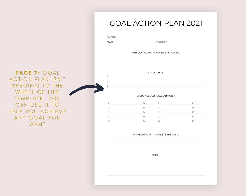 Life Goal Planner Editable Canva Template, Wheel of Life, Life Balance Wheel, A4 & US Letter image 6