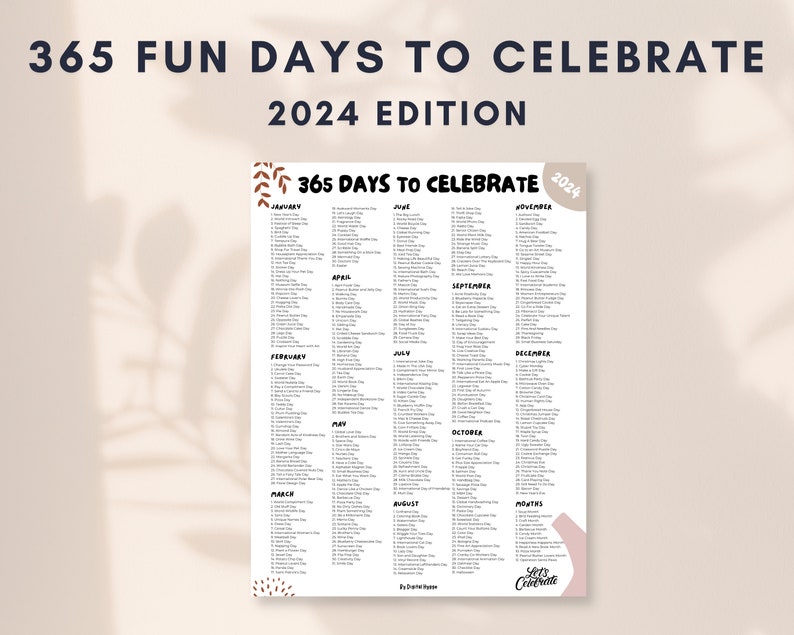 Printable National Days Calendar Social Media Holidays Etsy