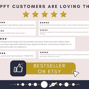 Bestselling product on Etsy - Astrology Cheat Sheet reviews