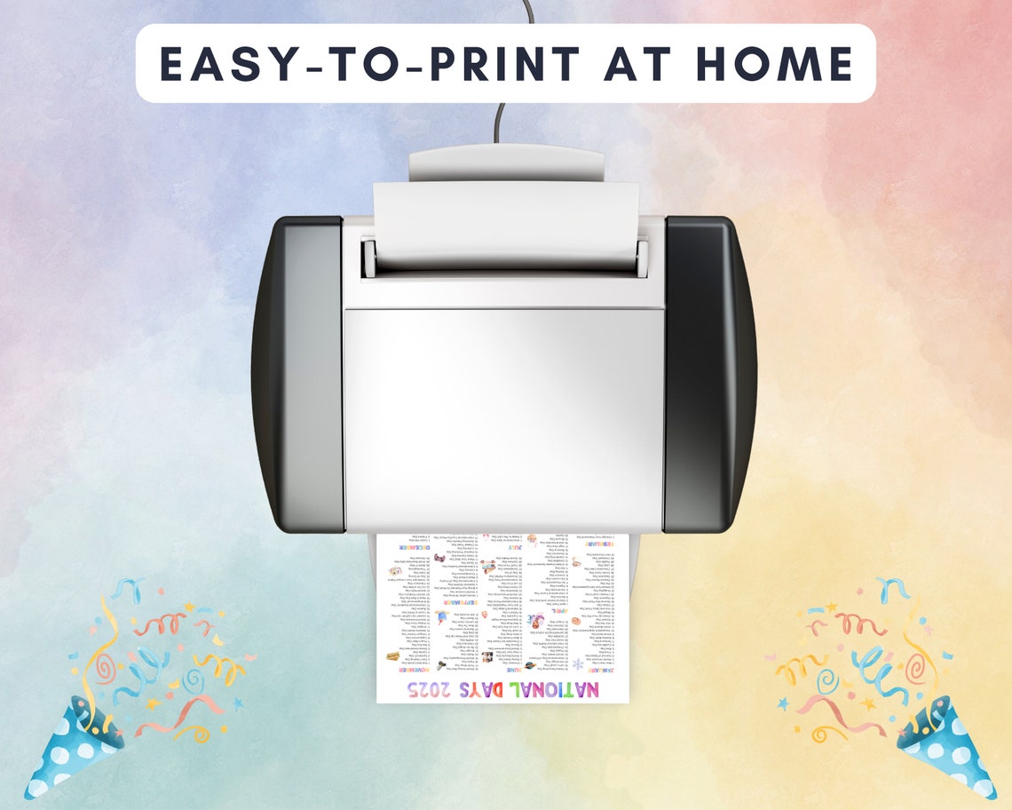 National Days Calendar Printable | 2025 National Holidays Calendar