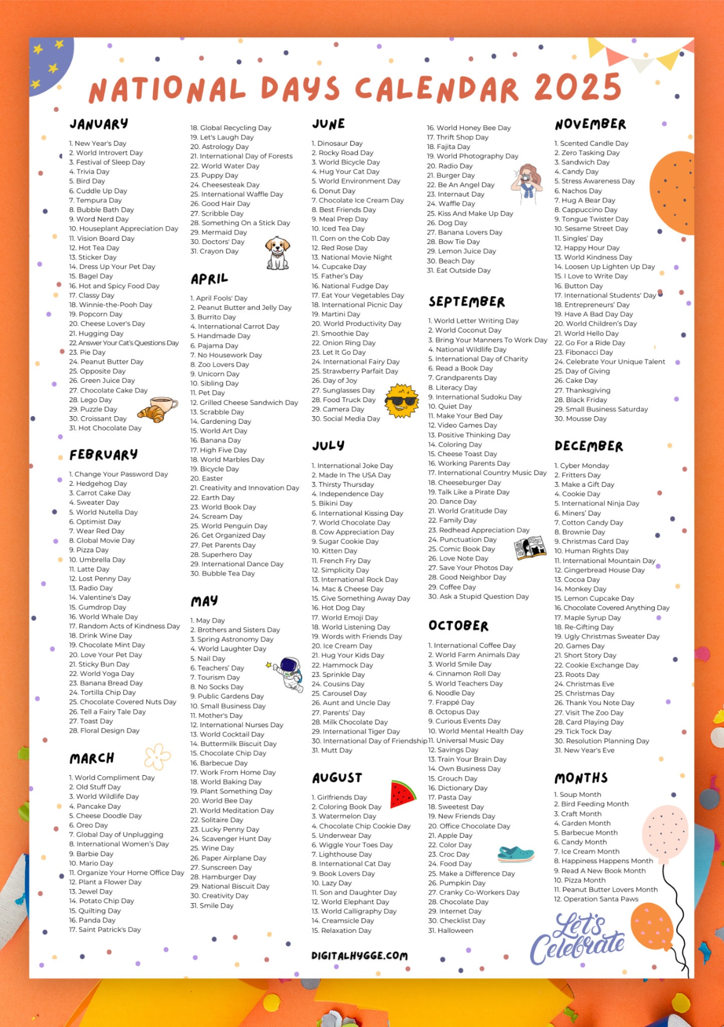 National Days Calendar Printable 2025 National Holidays Calendar Social Media Ideas 365 Days to Celebrate Fun Days Wacky Holidays - Etsy
