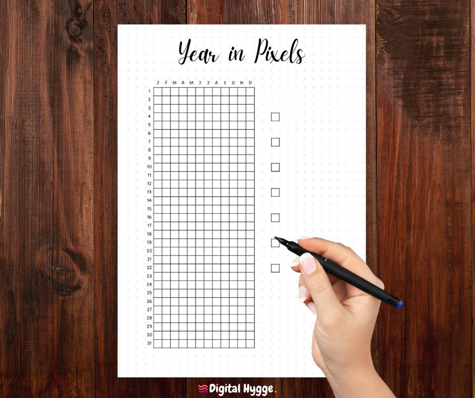 Year in Pixels Printable | Journal Page | Planner Page | Pixel Tracker ...