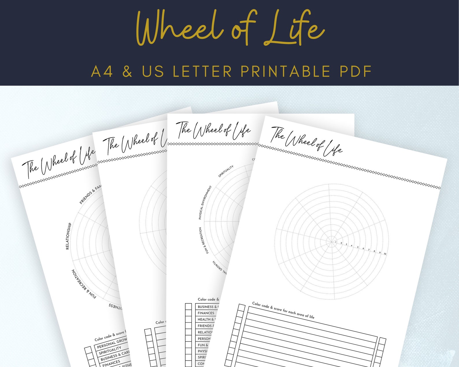 Printable Life Balance Wheel Wheel of Life Life Circle A4 &amp; | Etsy