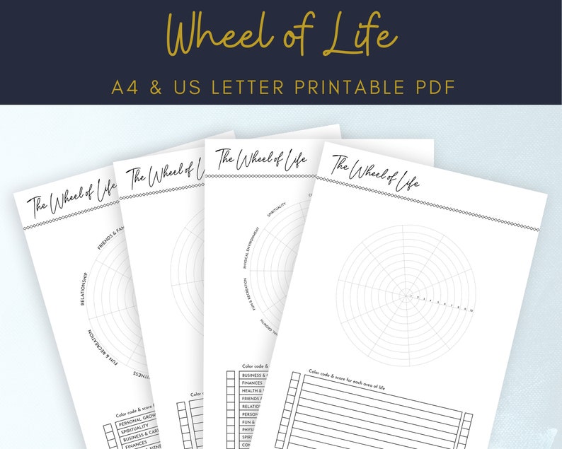 Printable Life Balance Wheel Wheel of Life Life Circle A4 &amp; - Etsy