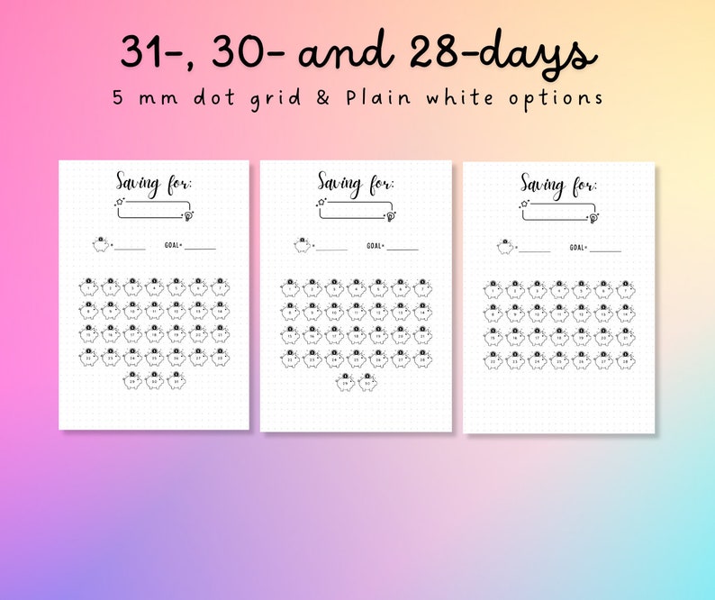 30-day Savings Challenge Printable: Piggy Bank Tracker (A5 PDF) - Etsy