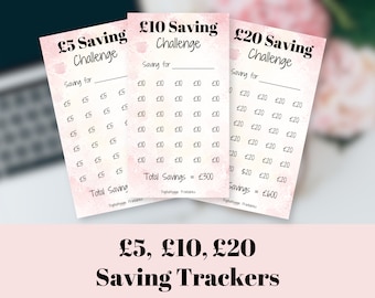 5/10/20 Pounds Savings Challenge Printable | UK Savings Challenge Trackers | Money Saving Challenge | Monthly Savings Challenge