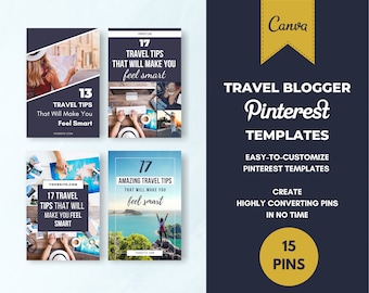 Pinterest Pin Templates For Travel Bloggers, Canva Templates, Customizable Pin Templates, Editable Pinterest Templates