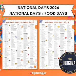 Nationale feestdagen + nationale voedselfeesten 2026 | Afdrukbare bundel