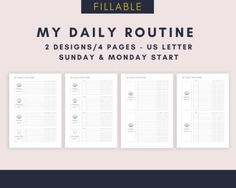 My Daily Routine Checklist Fillable PDF