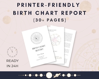 Personalized Astrology Birth Chart Report: Natal Chart Reading (30+ Pages) (PDF)