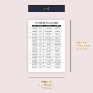 2022-2023 Lunar Calendar Printable PDF / Moon Phases / Lunar - Etsy Canada