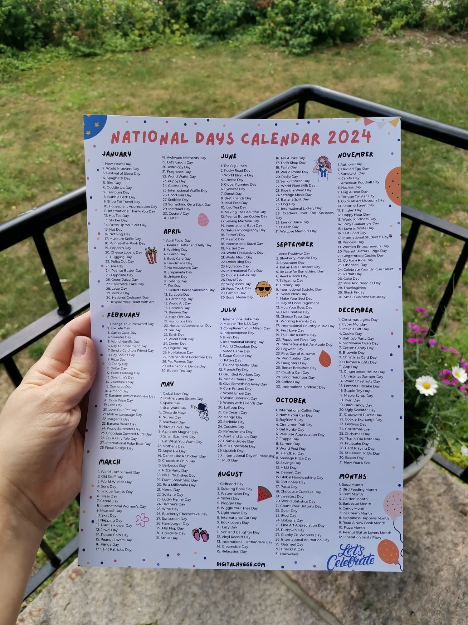 National Days Calendar Printable 2024 National Holidays Etsy
