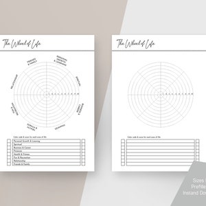 Printable Life Balance Wheel, Wheel of Life, Life Circle, A4 &amp; A5 - Etsy